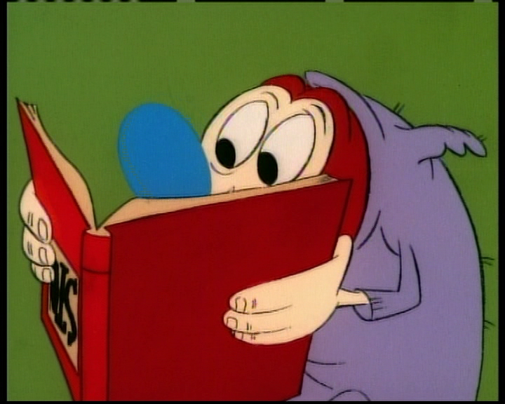 Plays when Stimpy starts reading.