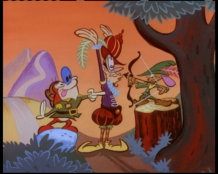 Plays when Stimpy says, "Robin Hoek and his men were robbers."